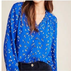 Anthropologie Maeve Blue Shirt Size 6